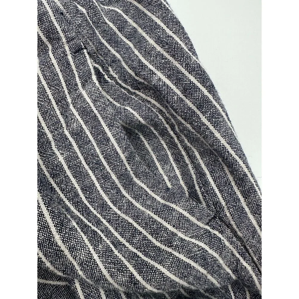 Banana Republic Linen Blend Pants for Women Size S Mid Rise Wide Leg Striped EUC
